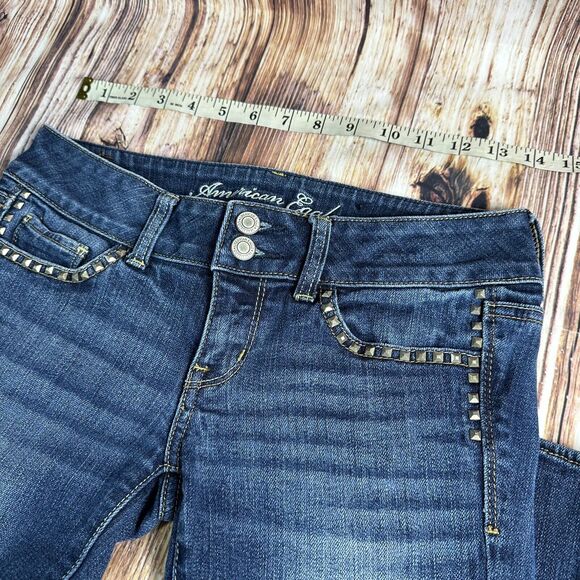 American Eagle ARTIST Size 4 Blue Low Rise Crop Capri Jeans Denim Pants 28x24 - Picture 3 of 9